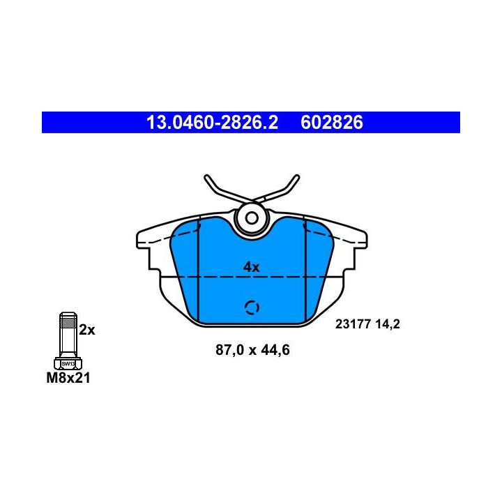 Stabdžių trinkelių rinkinys, diskinis stabdys ATE 13.0460-2826.2