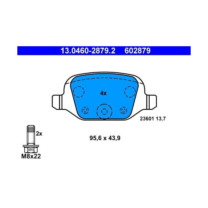 Stabdžių trinkelių rinkinys, diskinis stabdys ATE 13.0460-2879.2