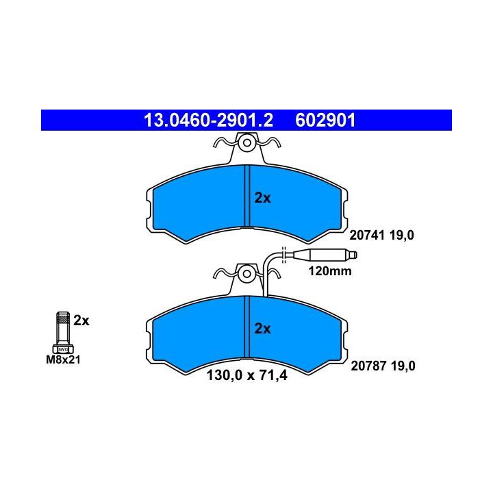Stabdžių trinkelių rinkinys, diskinis stabdys ATE 13.0460-2901.2