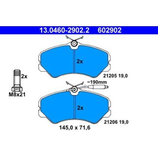 Stabdžių trinkelių rinkinys, diskinis stabdys ATE 13.0460-2902.2