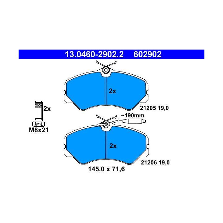 Stabdžių trinkelių rinkinys, diskinis stabdys ATE 13.0460-2902.2