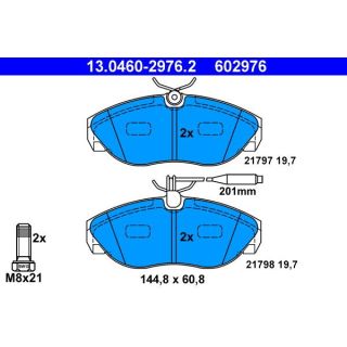 Stabdžių trinkelių rinkinys, diskinis stabdys ATE 13.0460-2976.2