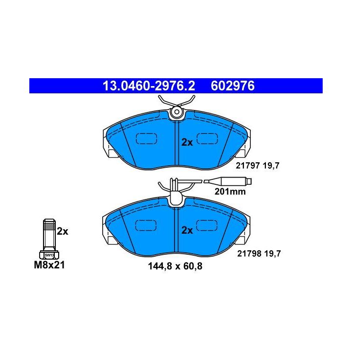 Stabdžių trinkelių rinkinys, diskinis stabdys ATE 13.0460-2976.2