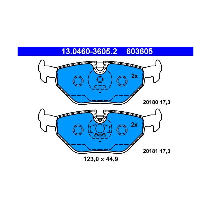 Stabdžių trinkelių rinkinys, diskinis stabdys ATE 13.0460-3605.2