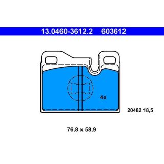 Stabdžių trinkelių rinkinys, diskinis stabdys ATE 13.0460-3612.2