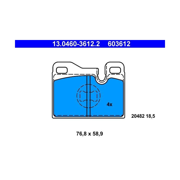 Stabdžių trinkelių rinkinys, diskinis stabdys ATE 13.0460-3612.2