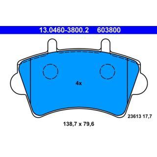 Stabdžių trinkelių rinkinys, diskinis stabdys ATE 13.0460-3800.2
