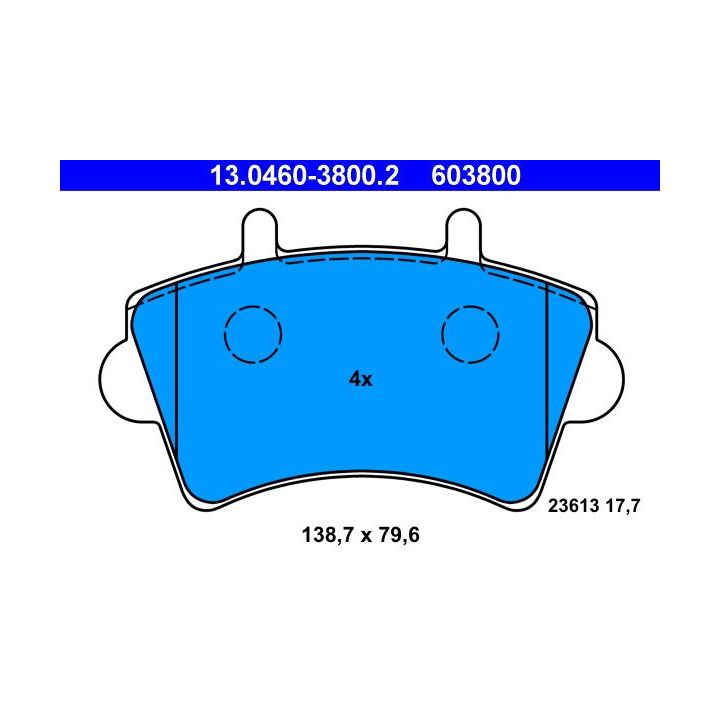 Stabdžių trinkelių rinkinys, diskinis stabdys ATE 13.0460-3800.2