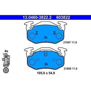 Stabdžių trinkelių rinkinys, diskinis stabdys ATE 13.0460-3822.2