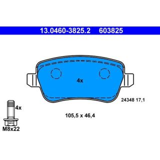 Stabdžių trinkelių rinkinys, diskinis stabdys ATE 13.0460-3825.2