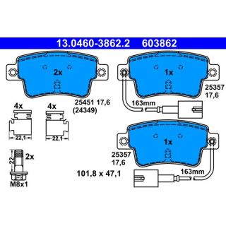 Stabdžių trinkelių rinkinys, diskinis stabdys ATE 13.0460-3862.2