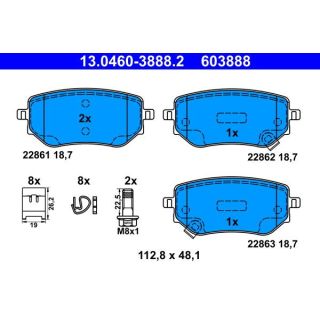 Stabdžių trinkelių rinkinys, diskinis stabdys ATE 13.0460-3888.2