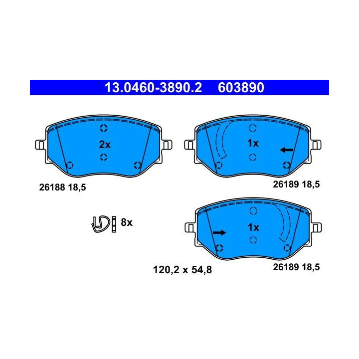 Stabdžių trinkelių rinkinys, diskinis stabdys ATE 13.0460-3890.2