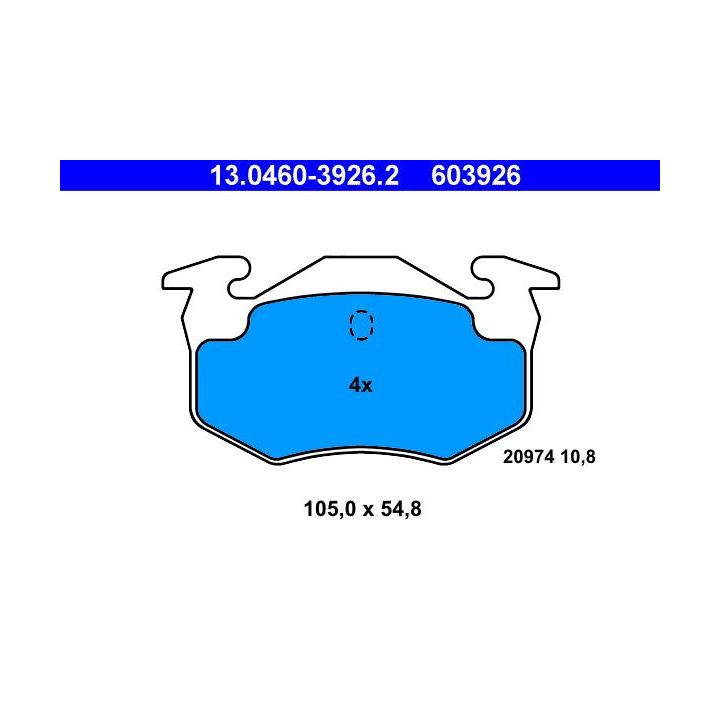 Stabdžių trinkelių rinkinys, diskinis stabdys ATE 13.0460-3926.2