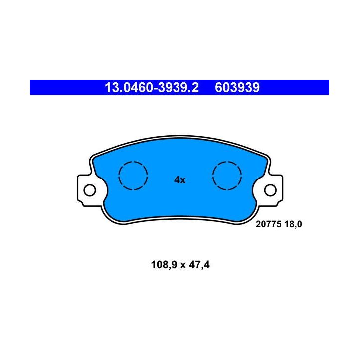 Stabdžių trinkelių rinkinys, diskinis stabdys ATE 13.0460-3939.2