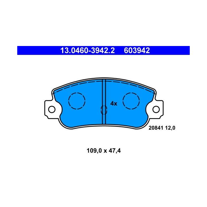 Stabdžių trinkelių rinkinys, diskinis stabdys ATE 13.0460-3942.2