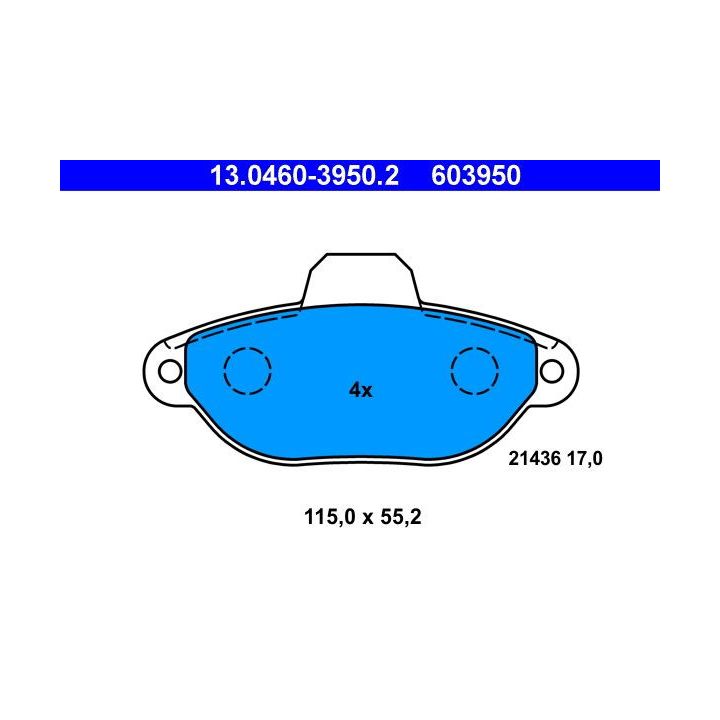 Stabdžių trinkelių rinkinys, diskinis stabdys ATE 13.0460-3950.2