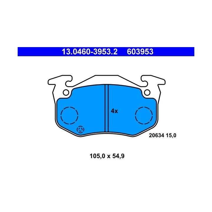 Stabdžių trinkelių rinkinys, diskinis stabdys ATE 13.0460-3953.2