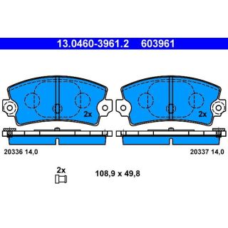Stabdžių trinkelių rinkinys, diskinis stabdys ATE 13.0460-3961.2
