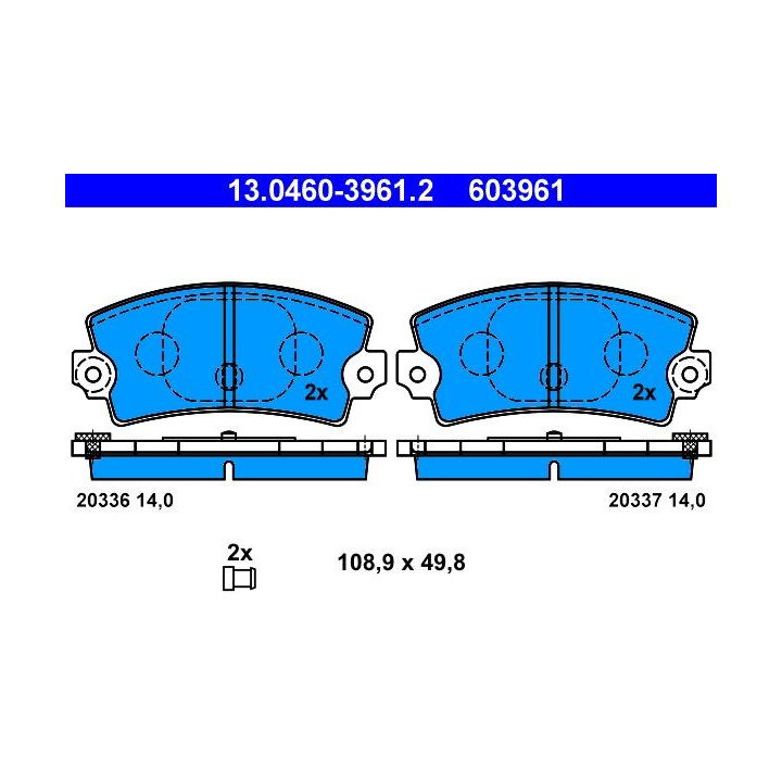 Stabdžių trinkelių rinkinys, diskinis stabdys ATE 13.0460-3961.2