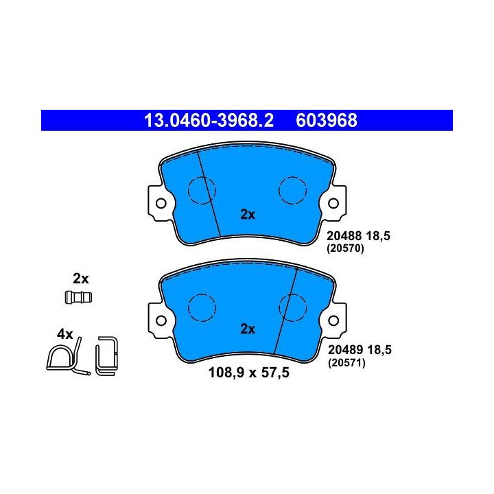 Stabdžių trinkelių rinkinys, diskinis stabdys ATE 13.0460-3968.2