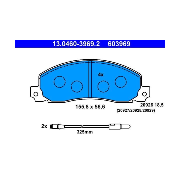 Stabdžių trinkelių rinkinys, diskinis stabdys ATE 13.0460-3969.2