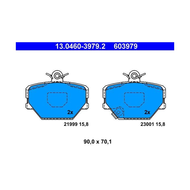 Stabdžių trinkelių rinkinys, diskinis stabdys ATE 13.0460-3979.2