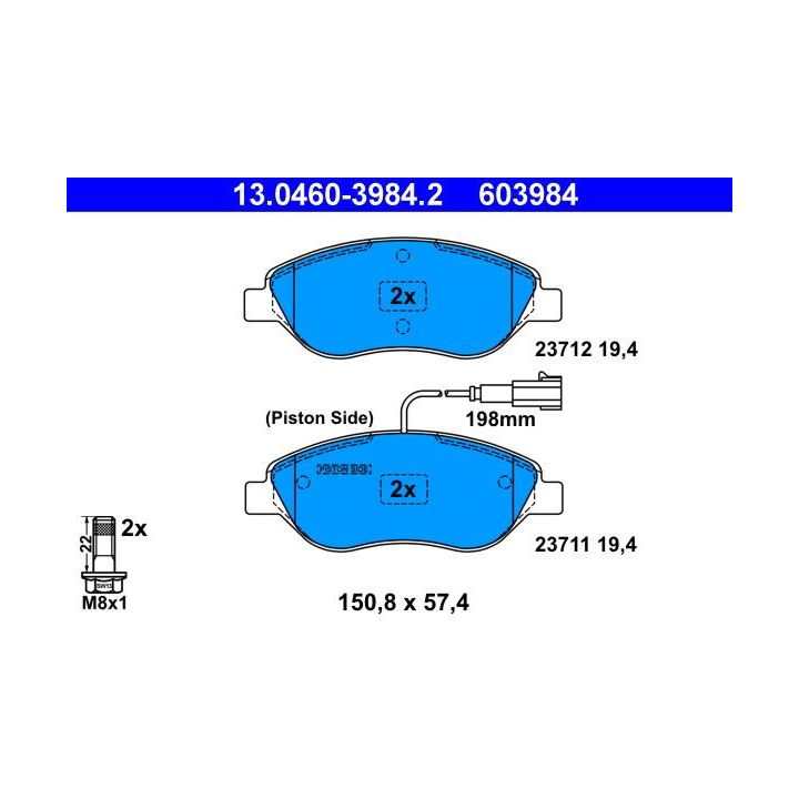 Stabdžių trinkelių rinkinys, diskinis stabdys ATE 13.0460-3984.2