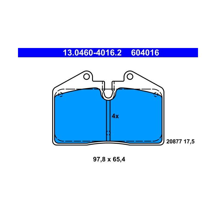 Stabdžių trinkelių rinkinys, diskinis stabdys ATE 13.0460-4016.2