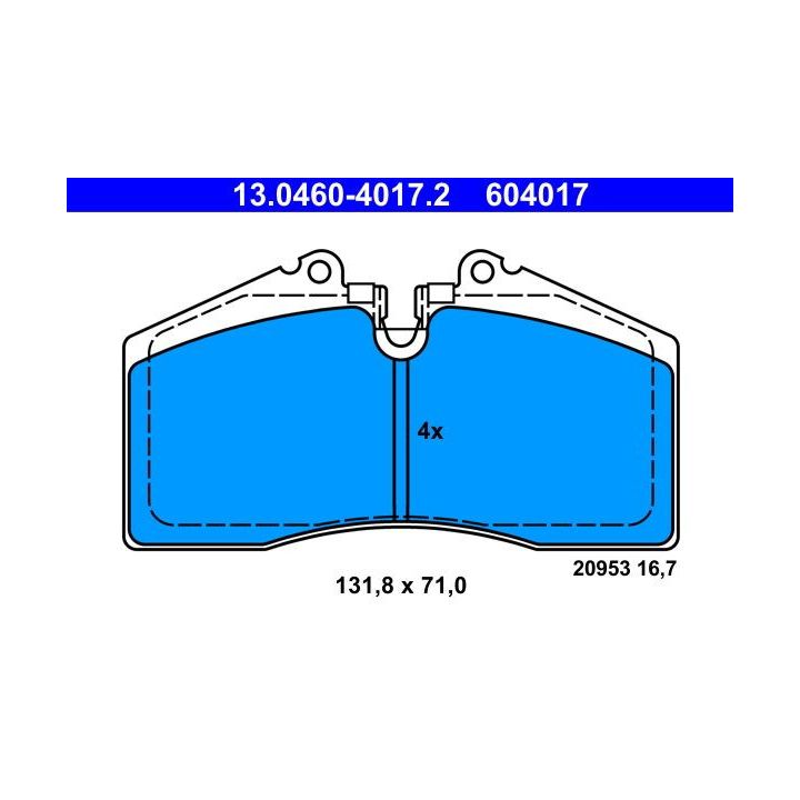 Stabdžių trinkelių rinkinys, diskinis stabdys ATE 13.0460-4017.2