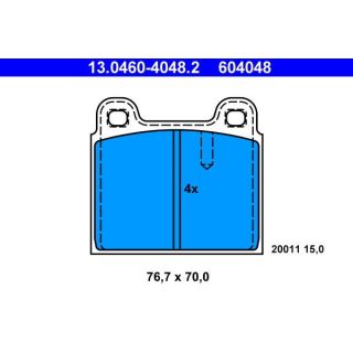 Stabdžių trinkelių rinkinys, diskinis stabdys ATE 13.0460-4048.2