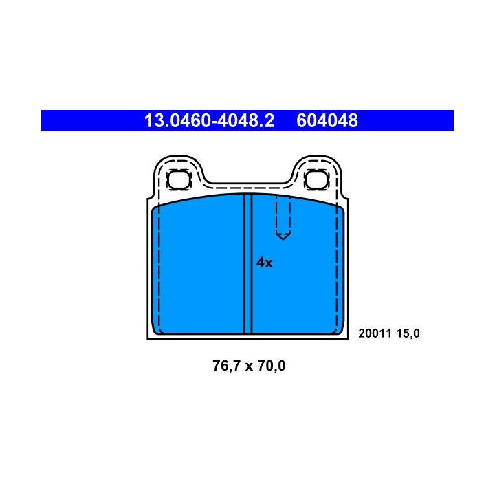 Stabdžių trinkelių rinkinys, diskinis stabdys ATE 13.0460-4048.2