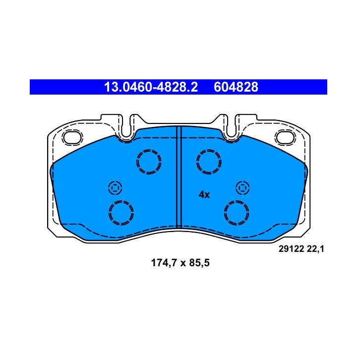 Stabdžių trinkelių rinkinys, diskinis stabdys ATE 13.0460-4828.2