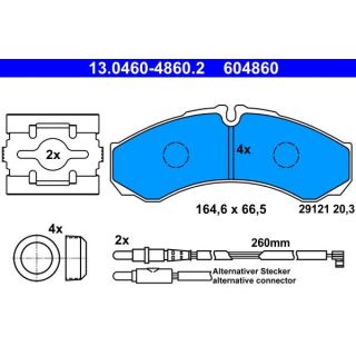 Stabdžių trinkelių rinkinys, diskinis stabdys ATE 13.0460-4860.2
