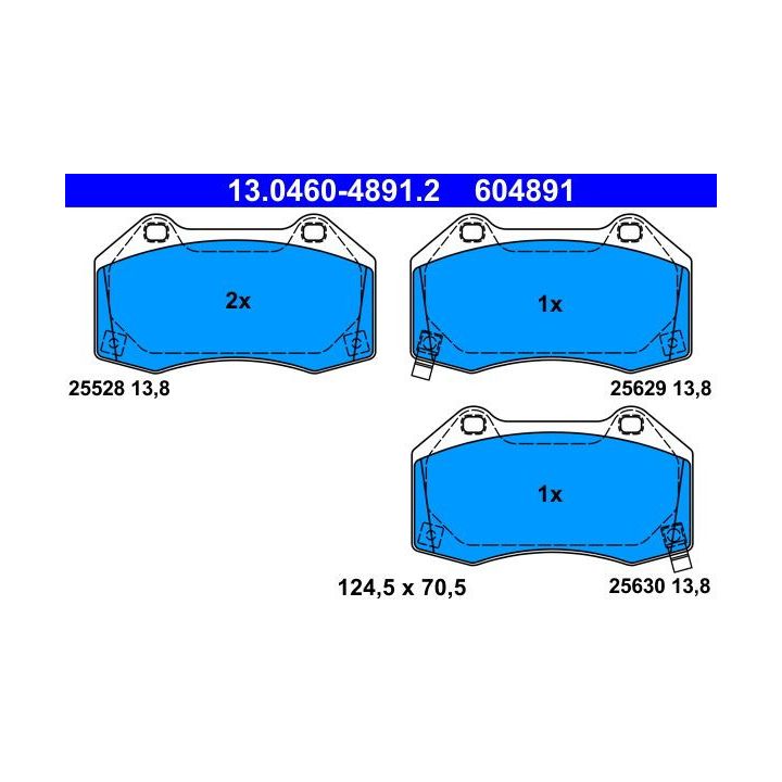 Stabdžių trinkelių rinkinys, diskinis stabdys ATE 13.0460-4891.2