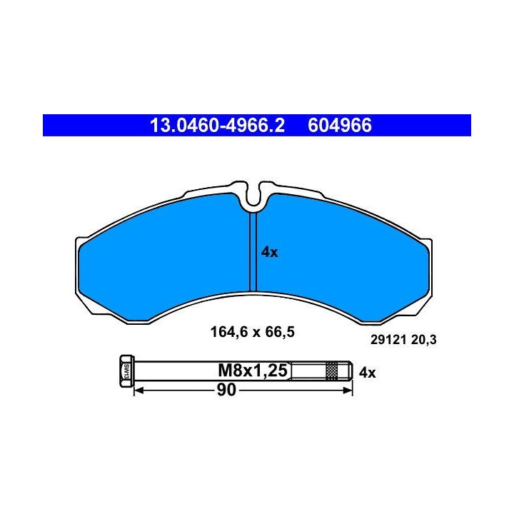 Stabdžių trinkelių rinkinys, diskinis stabdys ATE 13.0460-4966.2