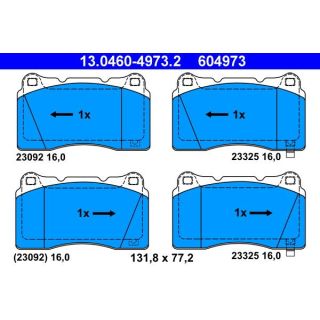 Stabdžių trinkelių rinkinys, diskinis stabdys ATE 13.0460-4973.2