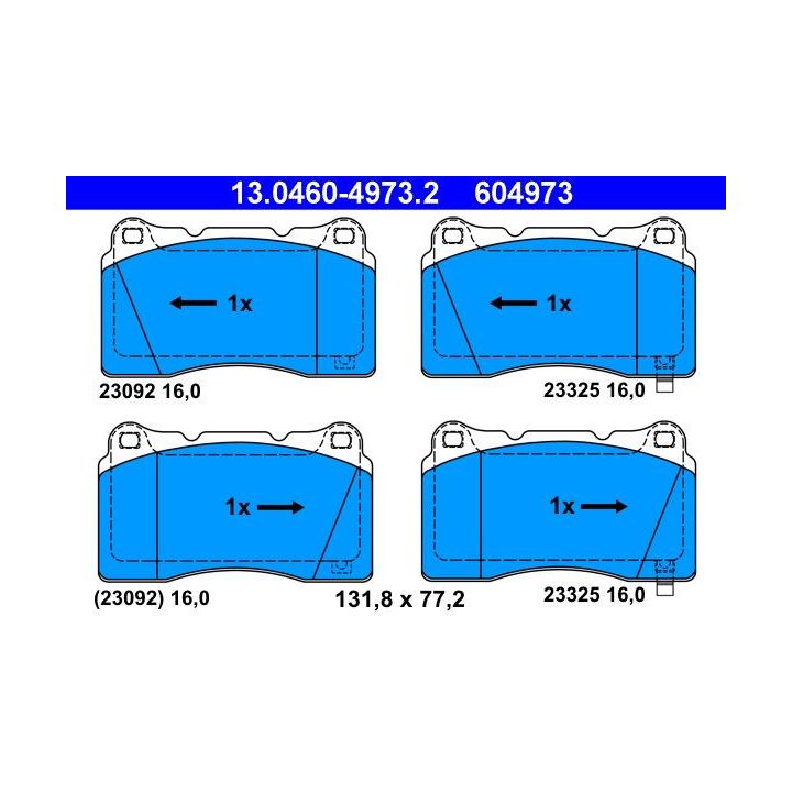 Stabdžių trinkelių rinkinys, diskinis stabdys ATE 13.0460-4973.2
