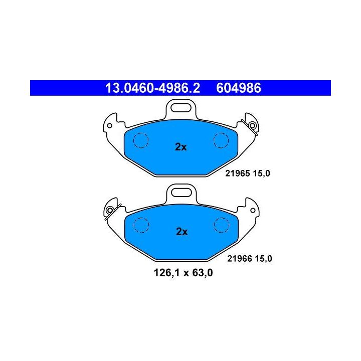 Stabdžių trinkelių rinkinys, diskinis stabdys ATE 13.0460-4986.2
