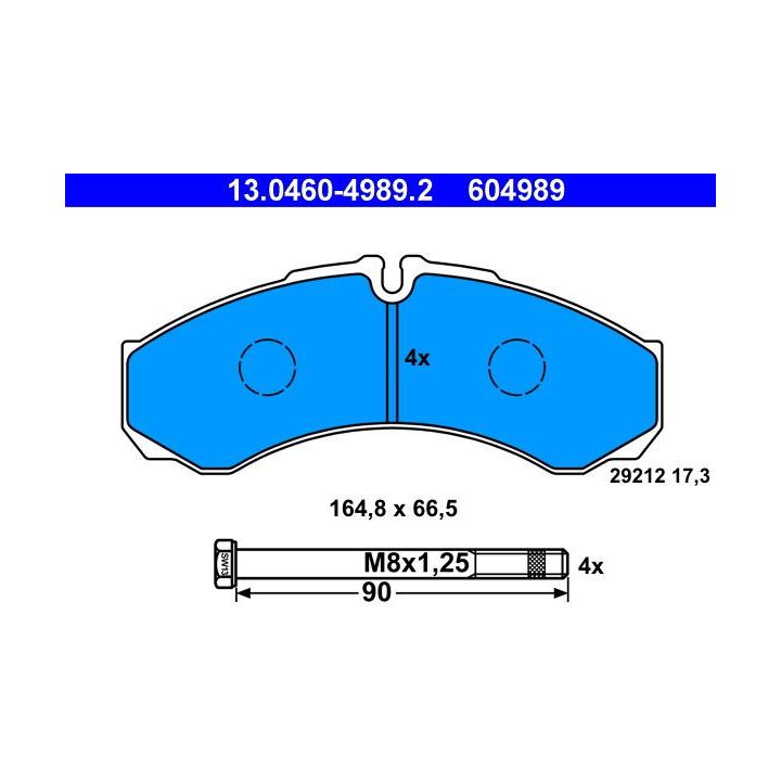 Stabdžių trinkelių rinkinys, diskinis stabdys ATE 13.0460-4989.2