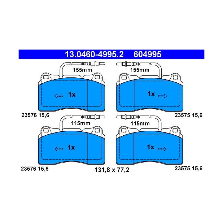 Stabdžių trinkelių rinkinys, diskinis stabdys ATE 13.0460-4995.2