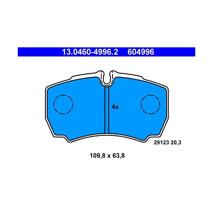 Stabdžių trinkelių rinkinys, diskinis stabdys ATE 13.0460-4996.2