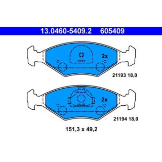 Stabdžių trinkelių rinkinys, diskinis stabdys ATE 13.0460-5409.2