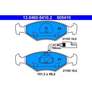 Stabdžių trinkelių rinkinys, diskinis stabdys ATE 13.0460-5410.2