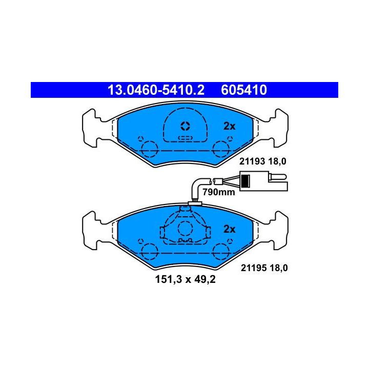 Stabdžių trinkelių rinkinys, diskinis stabdys ATE 13.0460-5410.2