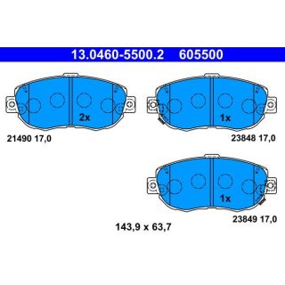 Stabdžių trinkelių rinkinys, diskinis stabdys ATE 13.0460-5500.2