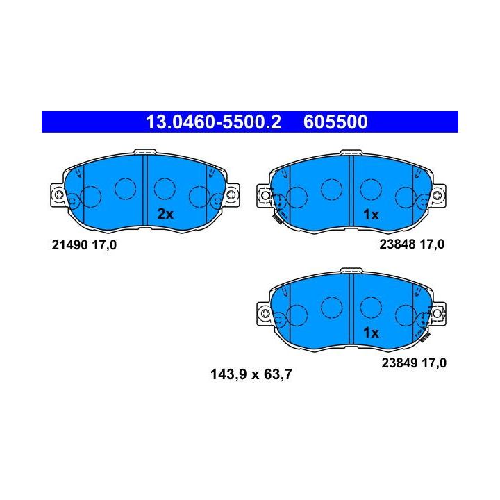 Stabdžių trinkelių rinkinys, diskinis stabdys ATE 13.0460-5500.2