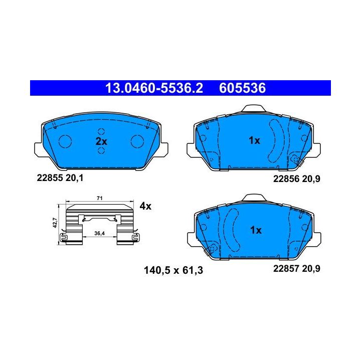 Stabdžių trinkelių rinkinys, diskinis stabdys ATE 13.0460-5536.2