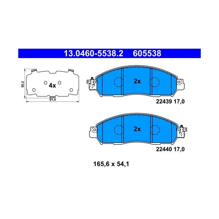 Stabdžių trinkelių rinkinys, diskinis stabdys ATE 13.0460-5538.2