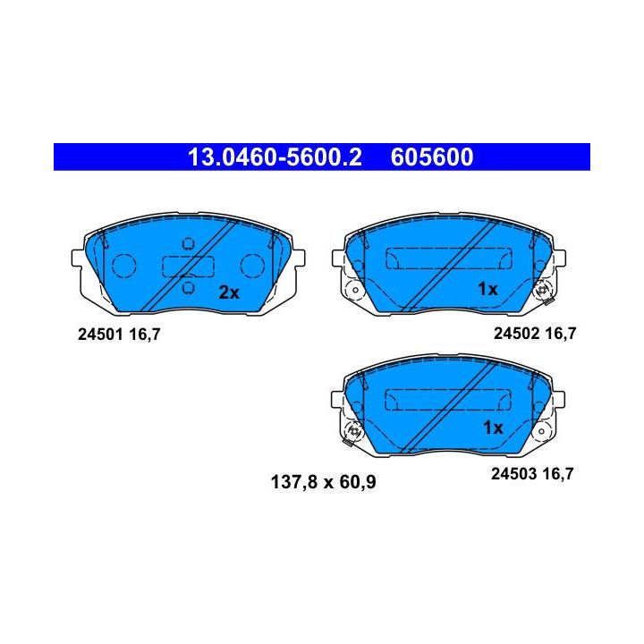 Stabdžių trinkelių rinkinys, diskinis stabdys ATE 13.0460-5600.2
